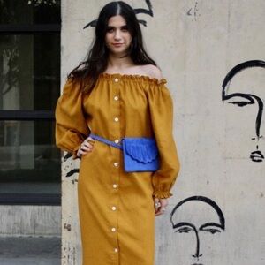 Sleeper Brand Midi Dress Sold Out in Ochre